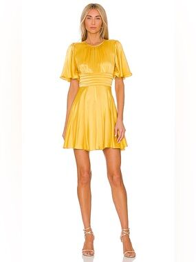 Amanda Uprichard Raya Mini Dress in Honey Yellow XS Revolve NWOT